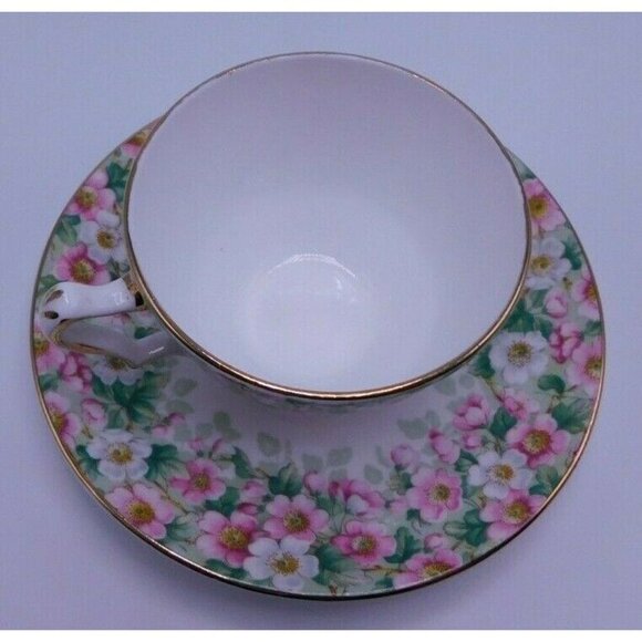 CROWN STAFFORDSHIRE MAYTIME CHINTZ TEACUP & SAUCER SET - Picture 4 of 5